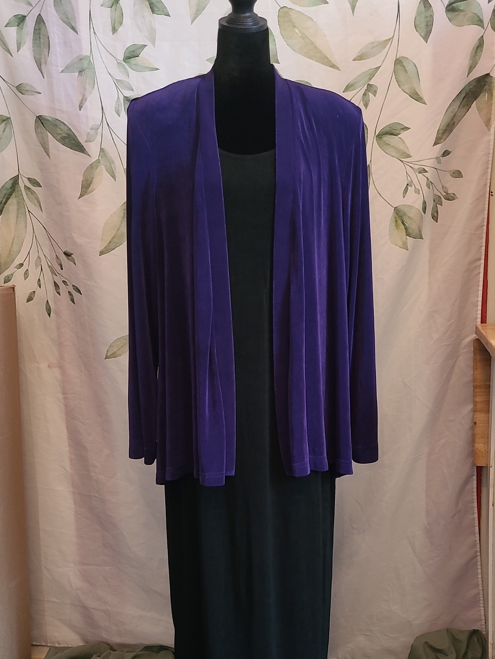 R&M Richards Purple Open-Front Women's Cardigan